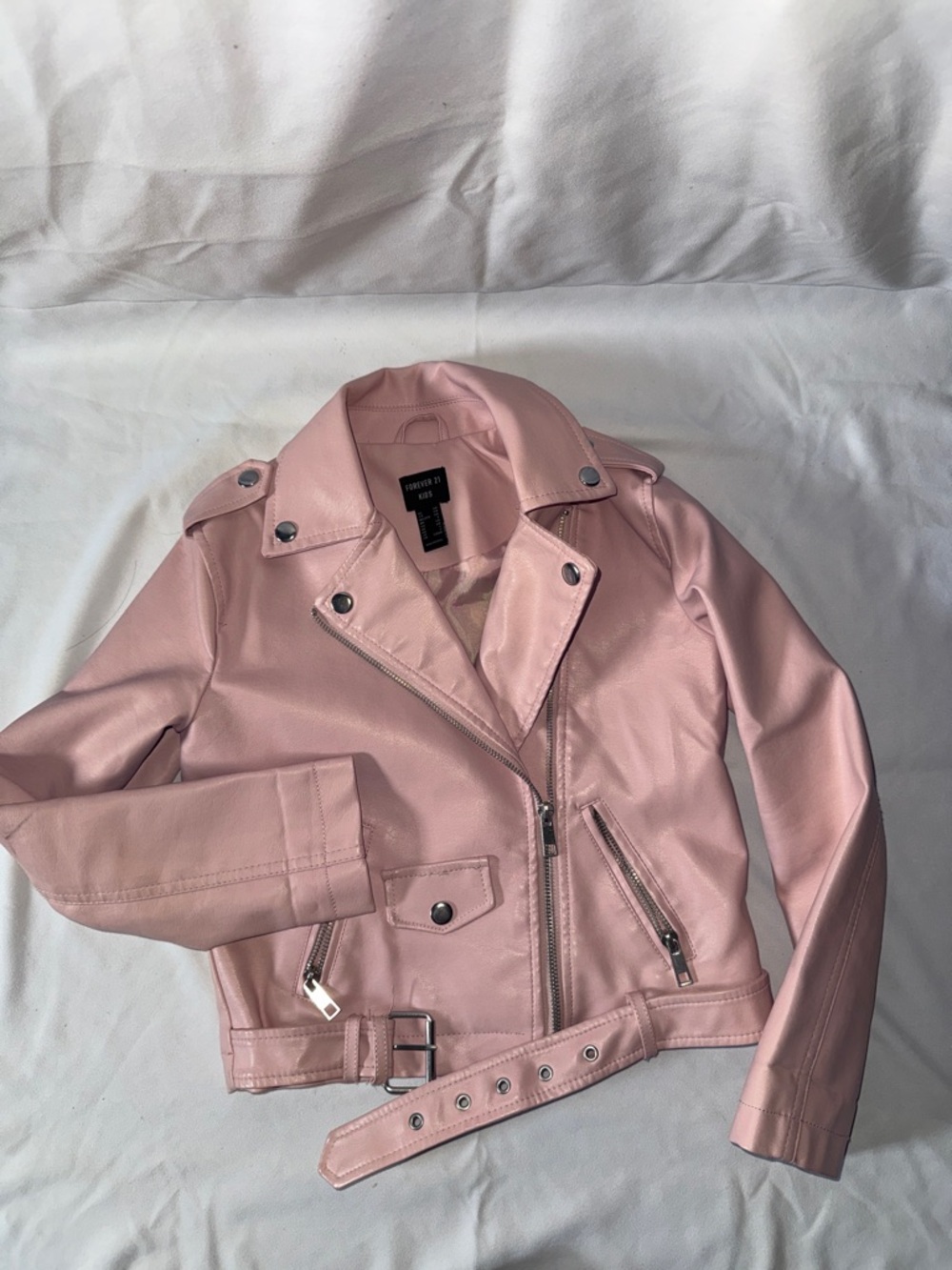 Forever 21 Blush Pink Faux Leather Moto Jacket